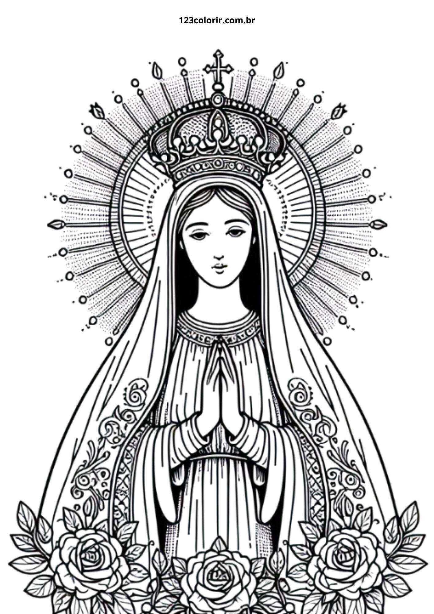 41 Desenhos de Nossa Senhora Aparecida – 123 Colorir