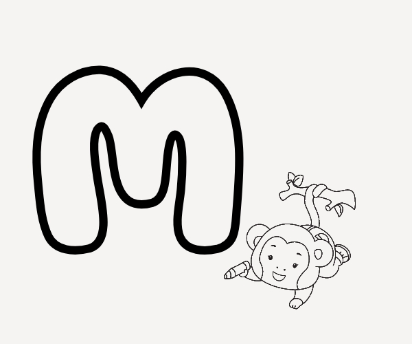Letra m é para alfabeto de desenho animado de macaco