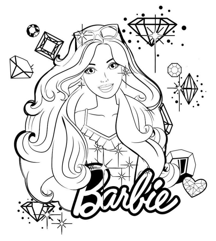 Desenho de Rosto de Barbie para colorir